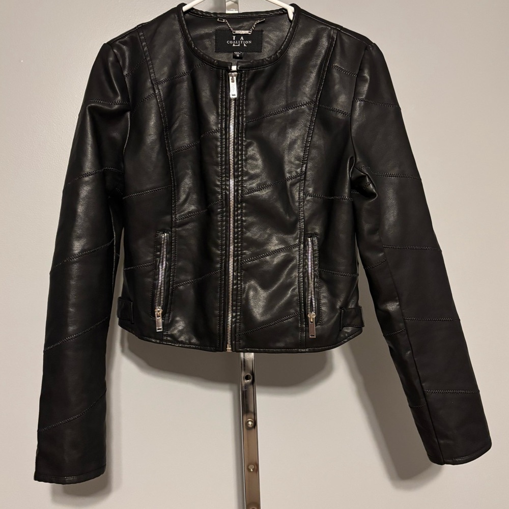 Coalition LA Women’s Faux Leather Black Biker Jacket Med